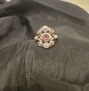 Elegant Silver and Pink Gemstone Ring
